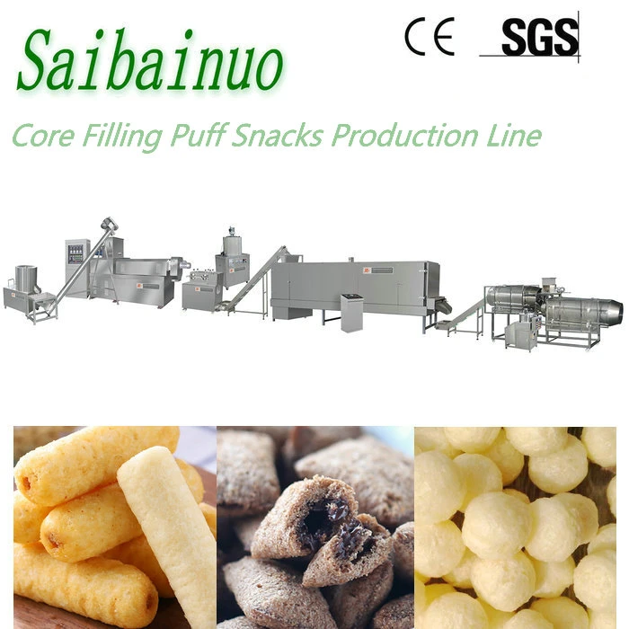 Core Filling Puff Snack Food Extruder Machine Engineer Installation